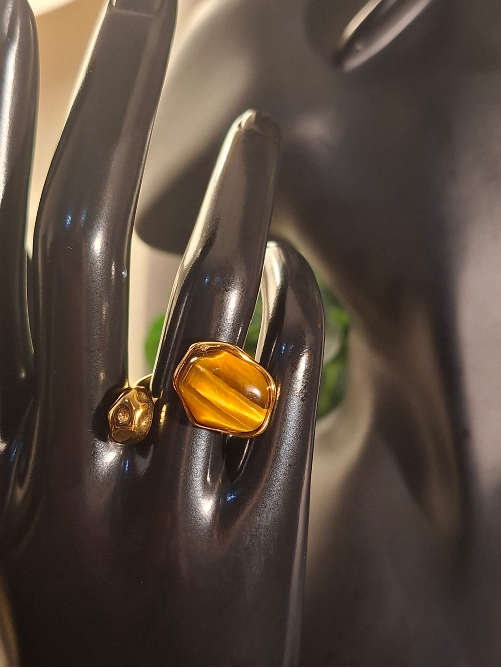 Gold Filled Adjustable Ring Golden Brown Accent Open Band